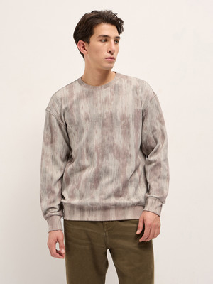 THE BEAR HOUSE Self Design Men Crew Neck Grey T-Shirt