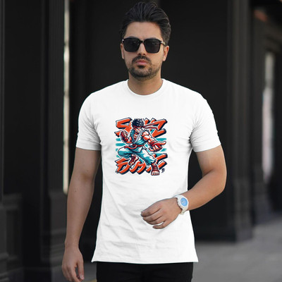 Binayak Printed Men Round Neck White T-Shirt