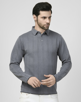 SMASH SMART WEAR Solid Men Polo Neck Grey T-Shirt