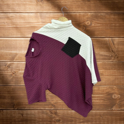 TANNU FAB Self Design Men Round Neck Purple T-Shirt
