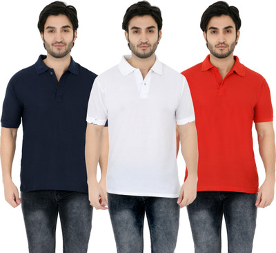 YUALIN CREATION Solid Men Polo Neck White T-Shirt