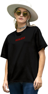 Fighterhero Printed Women Round Neck Black T-Shirt