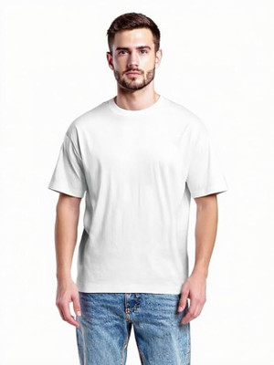 THE YOUTH JUNCTION Solid Men Round Neck White T-Shirt