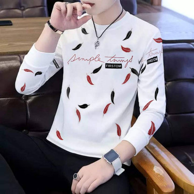 MOBOX Printed Women Polo Neck White T-Shirt
