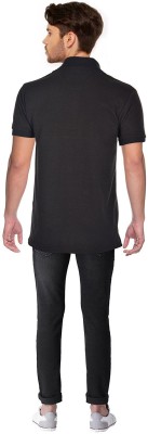 Japroz Solid Men Polo Neck Black T-Shirt