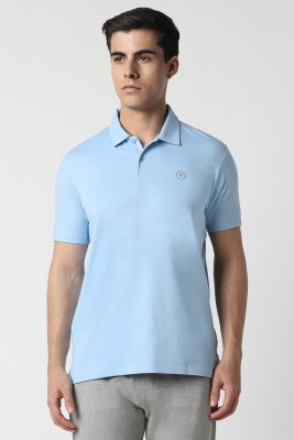 VAN HEUSEN Solid Men Polo Neck Blue T-Shirt