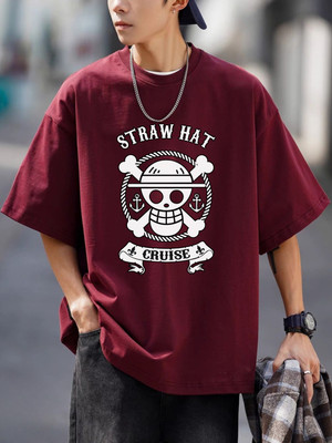 Cool Plus Printed Men Round Neck Maroon T-Shirt