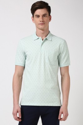 PETER ENGLAND Printed Men Polo Neck Green T-Shirt