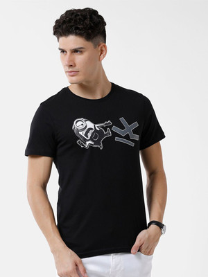 WROGN Printed Men Round Neck Black T-Shirt