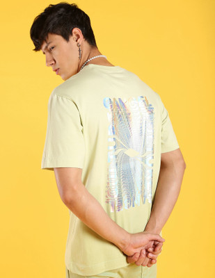 FLYING MACHINE Typography Men Round Neck Yellow T-Shirt