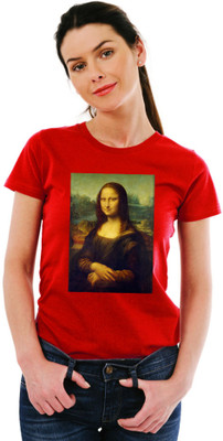 montae Printed Women Round Neck Red T-Shirt