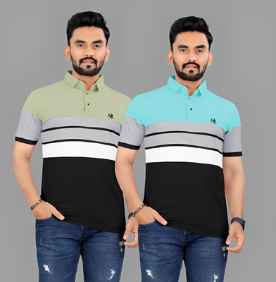 rggarment Striped Men Multicolor T-Shirt(Pack of 2)