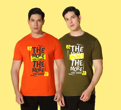 WOOSTRO Printed Men Round Neck Multicolor T-Shirt