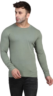 SLOWLORIS Solid Men Round Neck Green T-Shirt