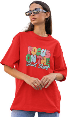 Jember Printed Women Round Neck Red T-Shirt