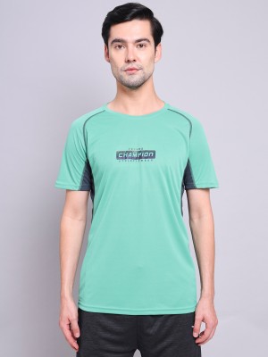 TECHNOSPORT Graphic Print Men Round Neck Light Green T-Shirt