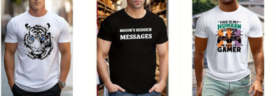 GPGARMENTSS Printed Men Round Neck Blue T-Shirt