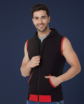 ELABOT Solid Men Hooded Neck Black T-Shirt