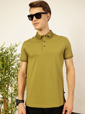 THOMAS SCOTT Solid Men Polo Neck Green T-Shirt