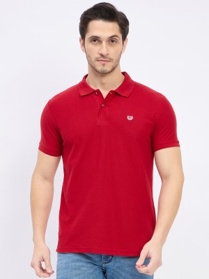 DUKE Solid Men Polo Neck Red T-Shirt