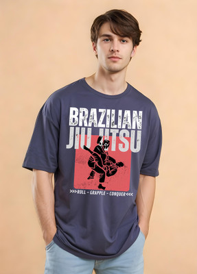 Smartees Printed Men Round Neck Blue T-Shirt