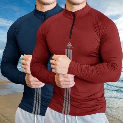 BELACHY Printed Men Henley Neck Red T-Shirt