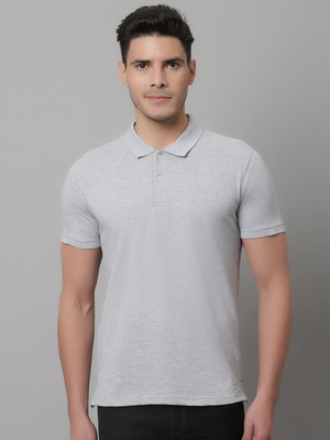 CANTABIL Solid Men Polo Neck Grey T-Shirt