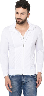 Adorbs Trend Solid Men Polo Neck White T-Shirt