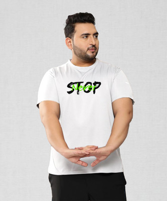 KIXO PLUS Sporty Men Round Neck White T-Shirt