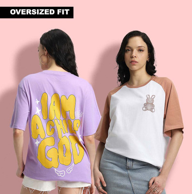 JUNEBERRY Printed Women Round Neck Multicolor T-Shirt