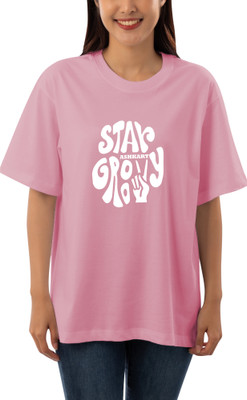 LWEXS Graphic Print Women Round Neck Pink T-Shirt