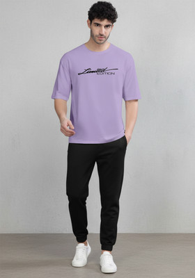 Clever Fox Graphic Print Men Round Neck Purple T-Shirt