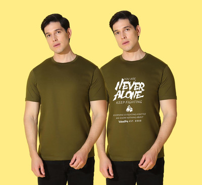 WOOSTRO Solid, Printed Men Round Neck Green T-Shirt