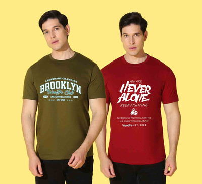 WOOSTRO Printed Men Round Neck Multicolor T-Shirt