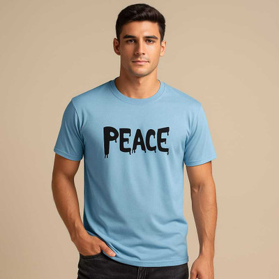 Shivholic fashion Printed, Cartoon Men Round Neck Reversible Light Blue, White T-Shirt