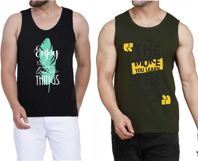 WOOSTRO Typography Men Scoop Neck Black, Dark Green T-Shirt