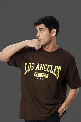 vesloo willow Solid Men Round Neck Brown T-Shirt