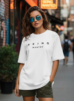 BEING WANTED Printed Women Round Neck White T-Shirt
