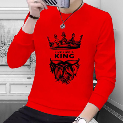 Doomee Printed Men Round Neck Red T-Shirt