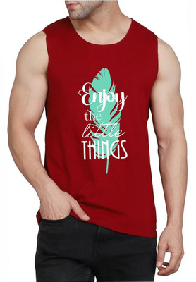 WOOSTRO Printed Men Round Neck Maroon T-Shirt