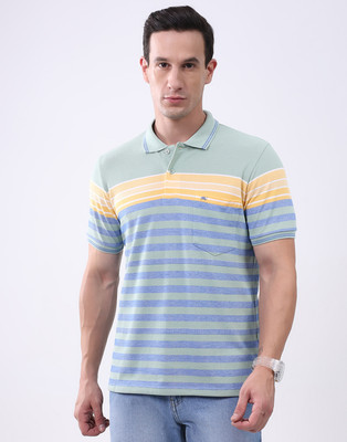 MONTE CARLO Striped Men Polo Neck Multicolor T-Shirt