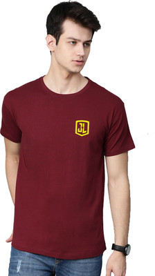 Organic Chics Typography Men Round Neck Maroon T-Shirt