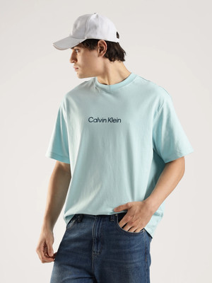 Calvin Klein Jeans Printed Men Round Neck Light Blue T-Shirt