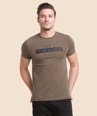 BEING HUMAN Printed Men Round Neck Green T-Shirt