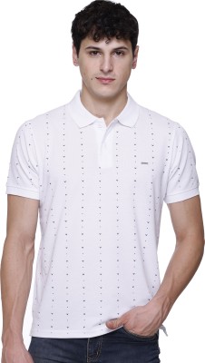 GODFREY Printed Men Polo Neck White T-Shirt