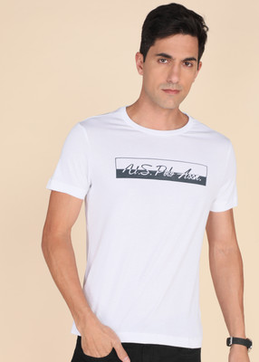 U.S. POLO ASSN. Printed Men Round Neck White T-Shirt