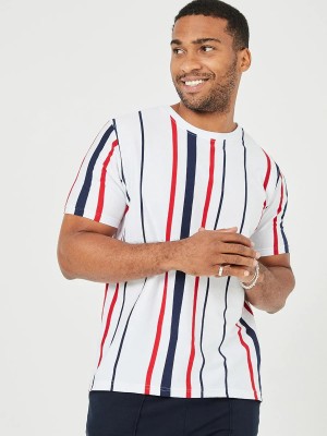 Madhav Creation Striped Men Round Neck Reversible Red, Blue T-Shirt