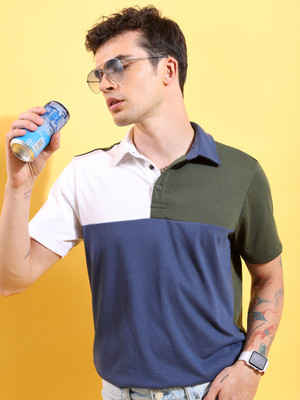 HIGHLANDER Colorblock Men Polo Neck Multicolor T-Shirt