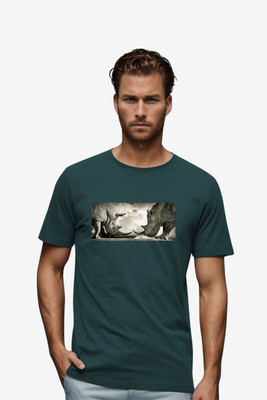 BlueFicus Printed Men Round Neck Green T-Shirt