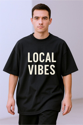 BLOSSOMTRADER Printed Men Round Neck Black T-Shirt